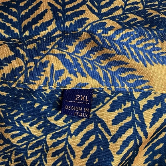 DESIGN IN ITALY silky feel Hawaiian tropic print short sleeve button up shirt 2X - Picture 6 of 8